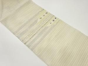 絽綴れ縞に幾何学模様織出し名古屋帯